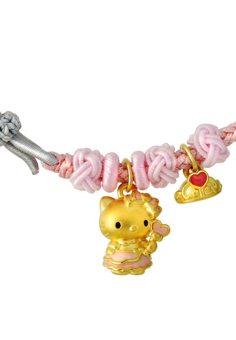 TOMEI Chomel I Sanrio Hello Kitty 5D Charm with rope, Yellow Gold 999