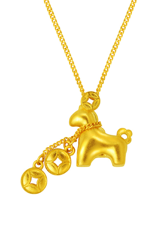 TOMEI 【马上有钱】Richy Horse Necklace, Yellow Gold 999