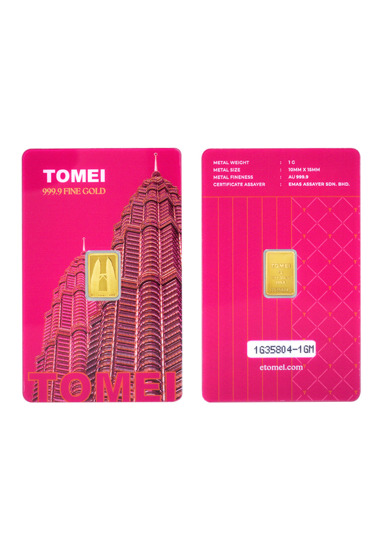 [Tomei Exclusive] KLCC Twin Towers Gold Bar | 1 Gram | Fine Gold 9999