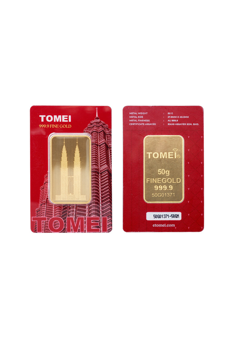 [Tomei Exclusive] KLCC Twin Towers Gold Bar 50 Grams Fine Gold 9999