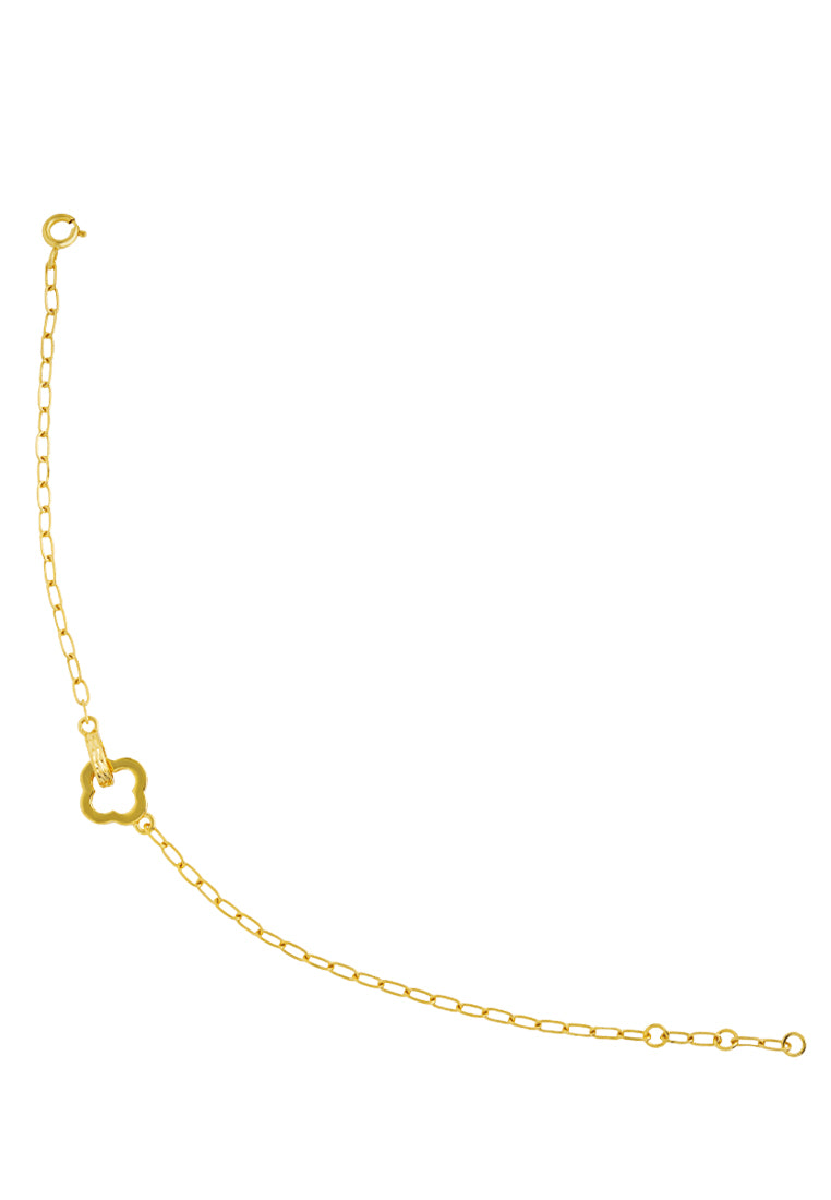 TOMEI Dainty Clover Bracelet, Yellow Gold 916