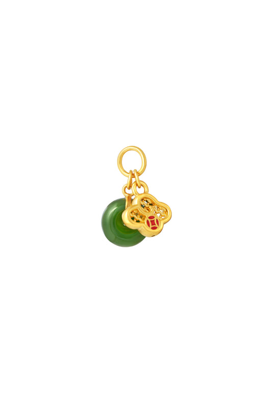 TOMEI Nephrite Clover Charm, Yellow Gold 999