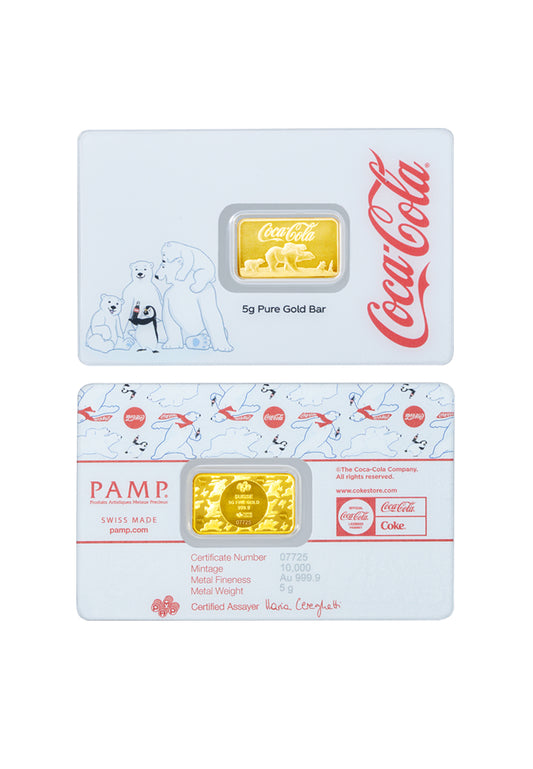 TOMEI x PAMP Coca-Cola® Colar Bear Gold Bar I 5GM I Fine Gold 9999