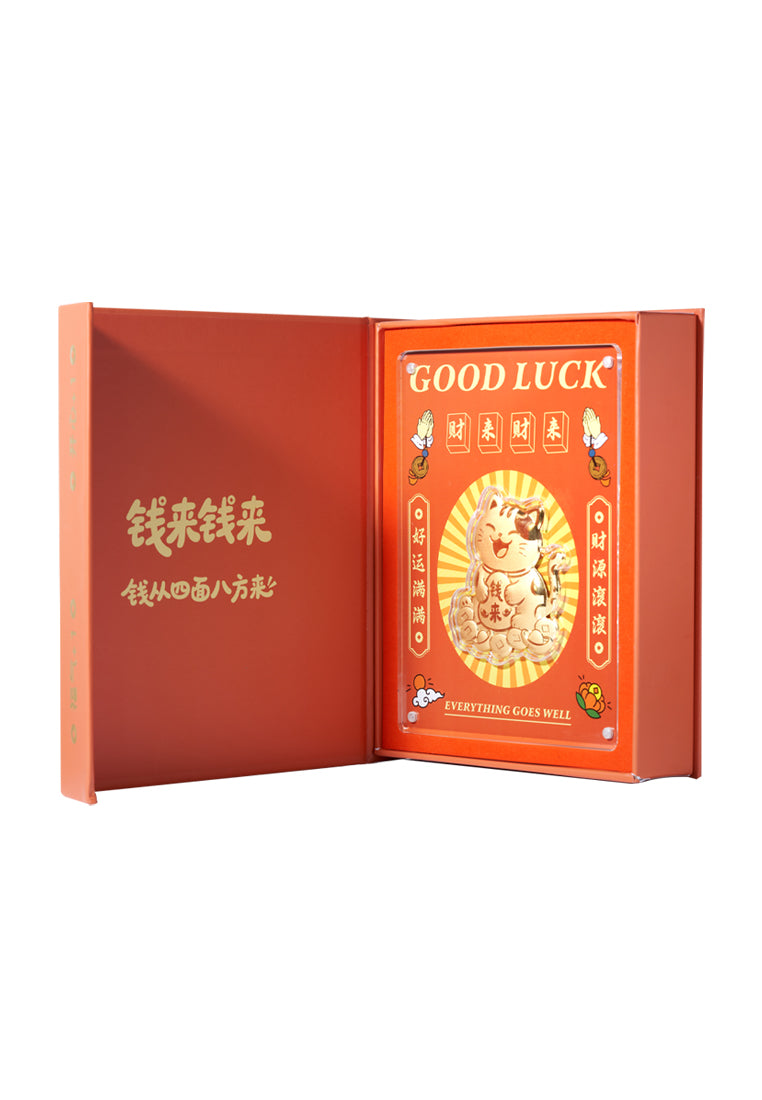 TOMEI【财来财来】Lucky Cat Gold Wafer 0.2G Frame, Yellow Gold 9999