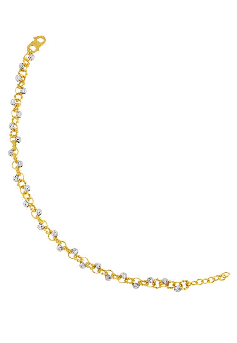 TOMEI Dual-Tone Linked Beads Bracelet, Yellow Gold 916