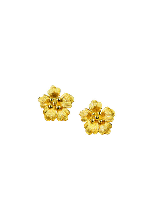 TOMEI X Prima Gold Flower Set Earrings, Yellow Gold 999