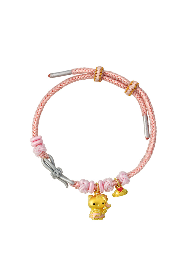 TOMEI Chomel I Sanrio Hello Kitty 5D Charm with rope, Yellow Gold 999