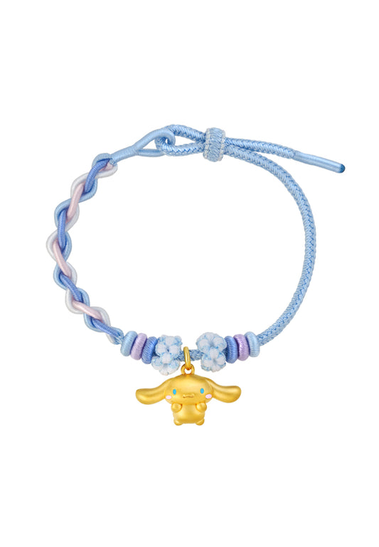 TOMEI X Sanrio Cinnamoroll 5D Charm with Blue Rope Bracelet, Yellow Gold 999