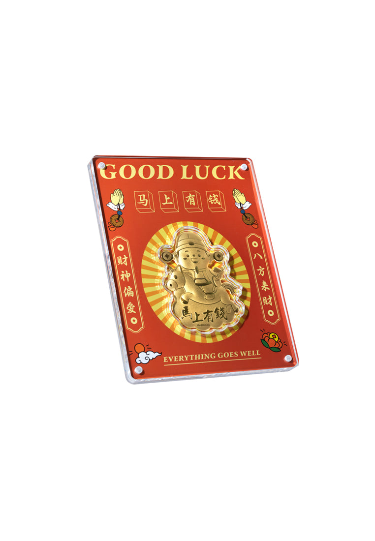 TOMEI【人旺财旺】God Of Fortune Gold Wafer 0.2G Frame, Yellow Gold 9999