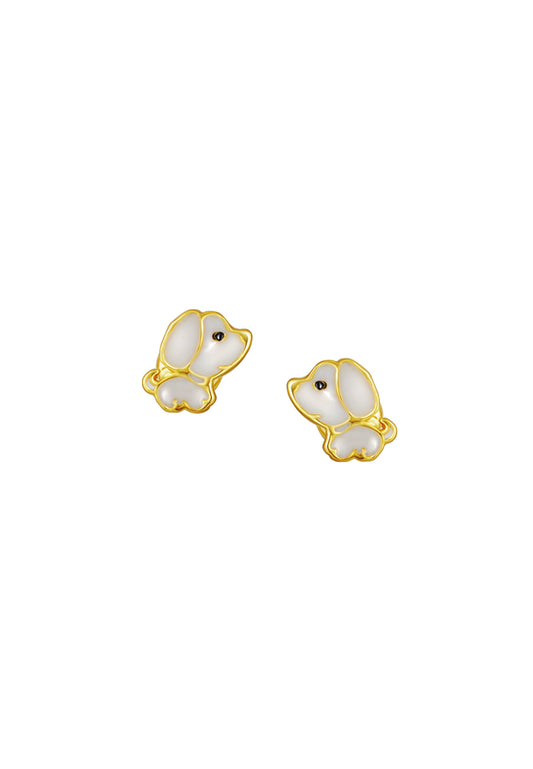 TOMEI Puppy Earrings, Yellow Gold 916