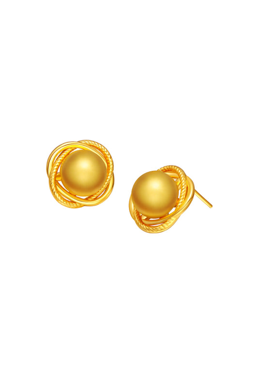 TOMEI Golden Ball Blossom Earrings, Yellow Gold 999 (5D)