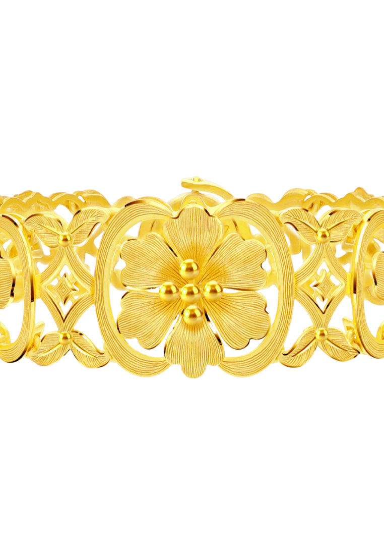 TOMEI X Prima Gold Flower Set Bangle, Yellow Gold 999