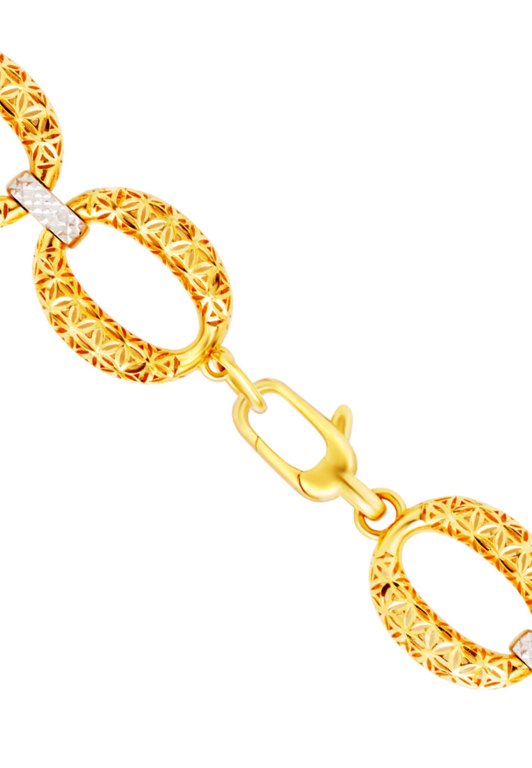 TOMEI Oval Flower Bracelet, Yellow Gold 916