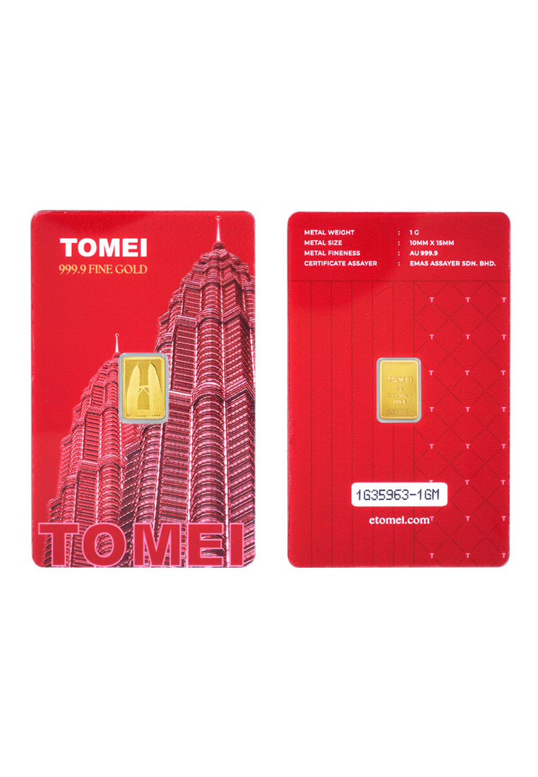 [Tomei Exclusive] KLCC Twin Towers Gold Bar | 1 Gram | Fine Gold 9999