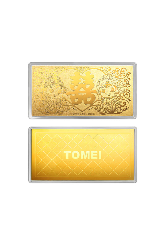 TOMEI Bai Nian Hao He Wedding Gold Wafer 0.5G, Yellow Gold 9999