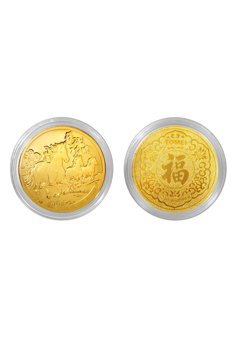 TOMEI 【马到功成压岁金】 Year Of The Horse Yasui Jin Gold Coin 10G, Yellow Gold 9999