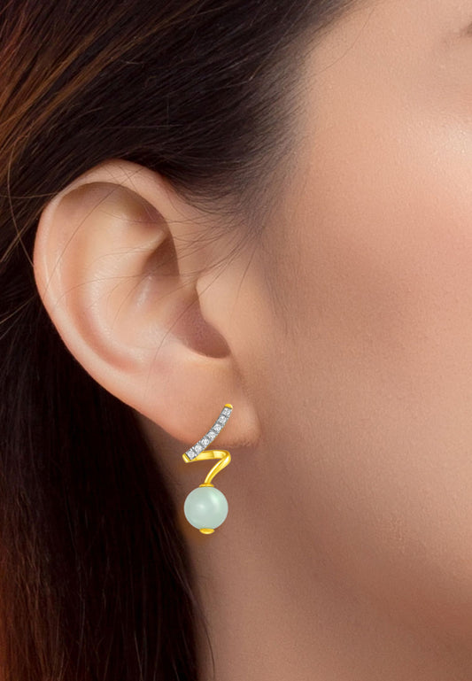 TOMEI Diamond Cut Collection Jade Earrings, Yellow Gold 916