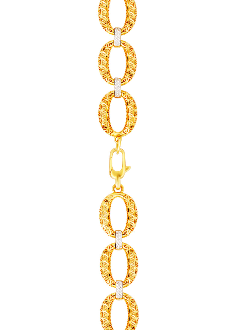 TOMEI Oval Flower Bracelet, Yellow Gold 916