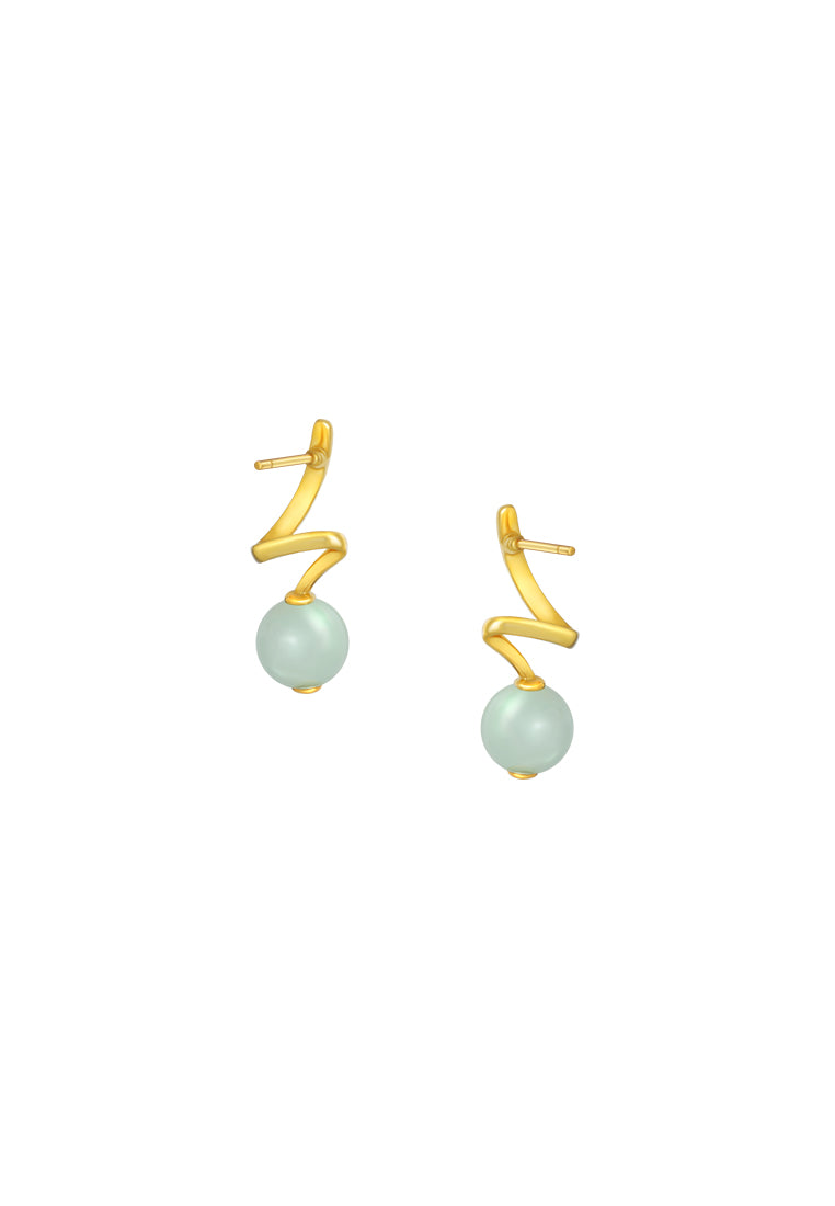 TOMEI Diamond Cut Collection Jade Earrings, Yellow Gold 916