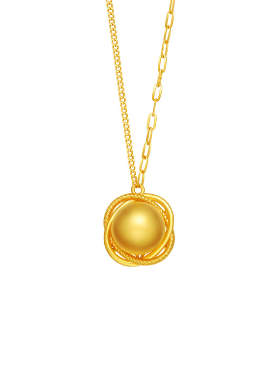 TOMEI Golden Ball Blossom Necklace, Yellow Gold 999 (5D)
