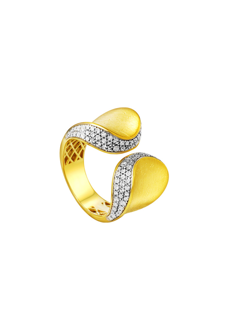 TOMEI Diamond Cut Collection Open Ring, Yellow Gold 916