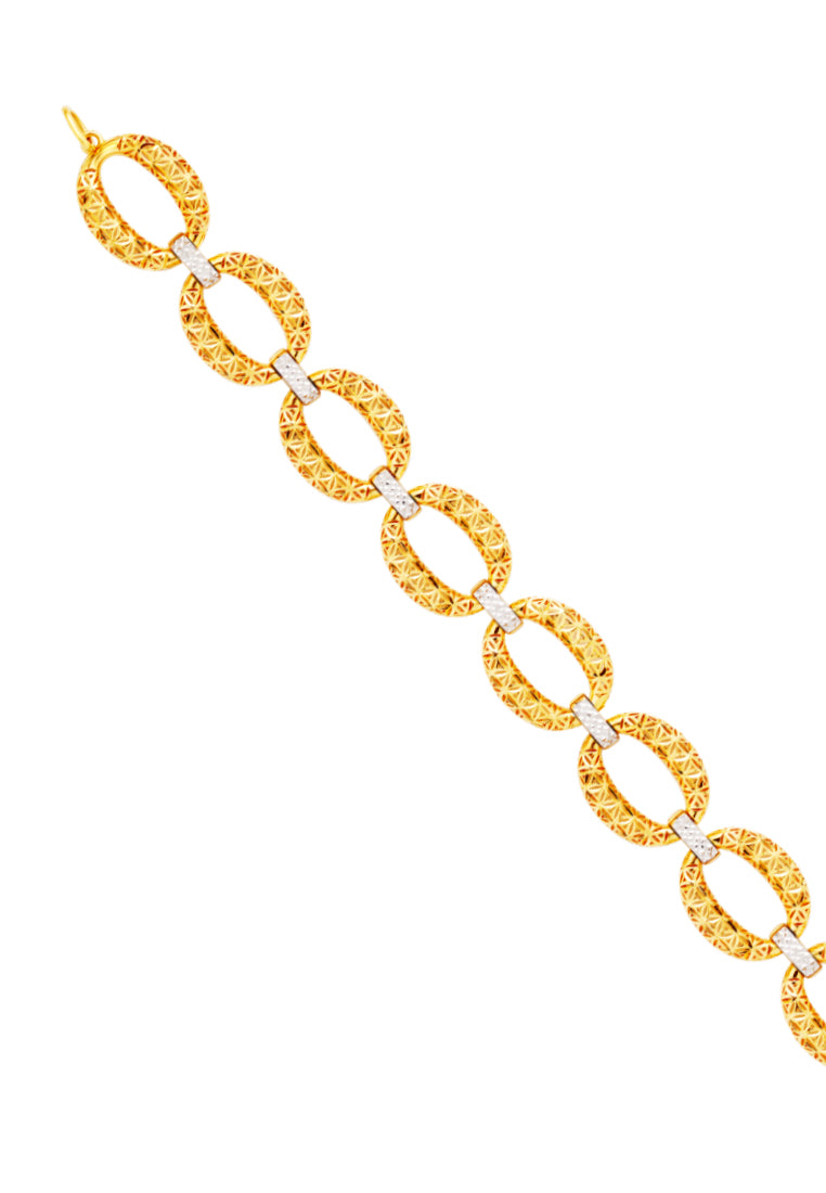 TOMEI Oval Flower Bracelet, Yellow Gold 916