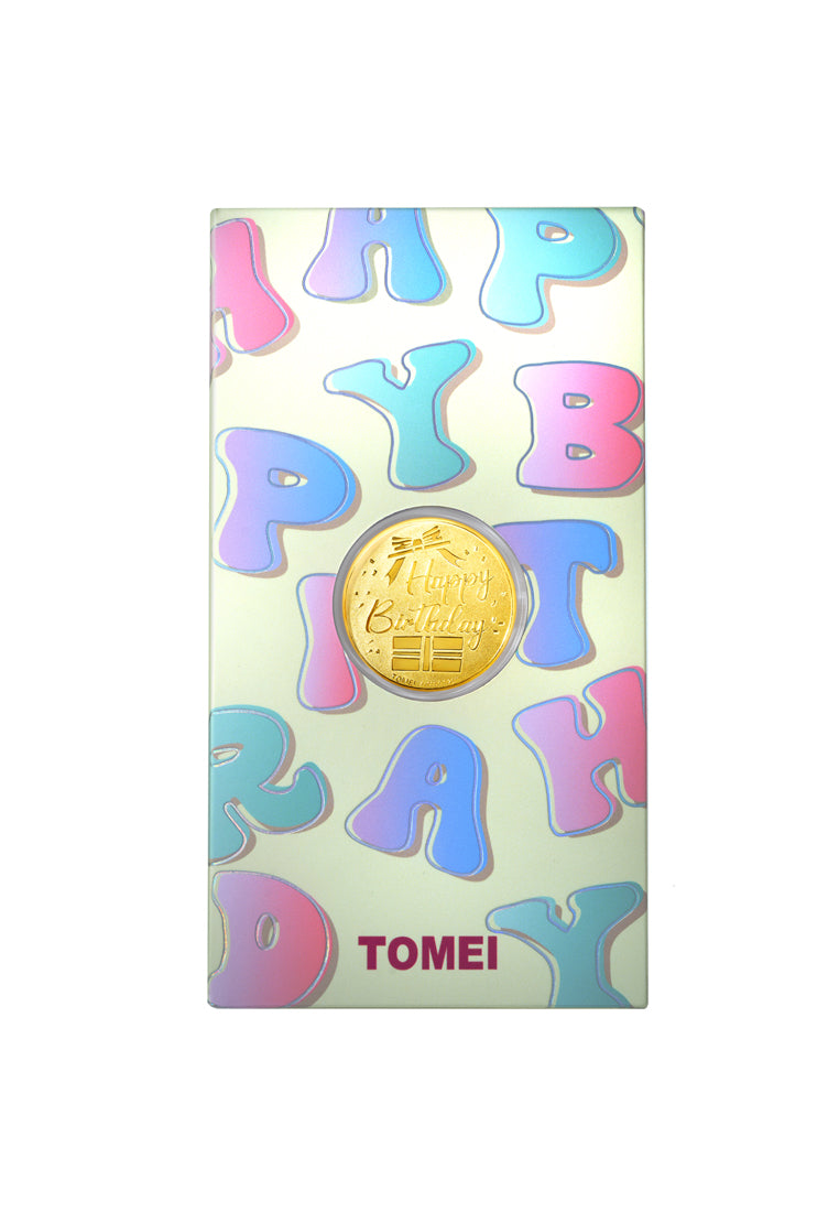 TOMEI Happy Birthday Gold Wafer 0.2G, Yellow Gold 9999