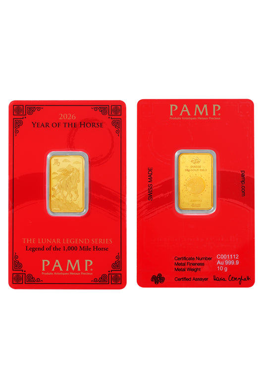 TOMEI x PAMP Suisse | The Lunar Legend Series 2026 | Legend Of The Horse 10GM | Fine Gold 9999