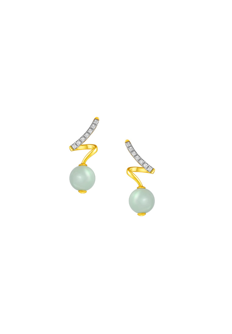 TOMEI Diamond Cut Collection Jade Earrings, Yellow Gold 916