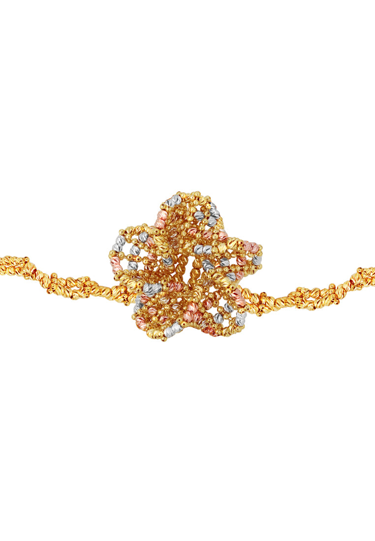 TOMEI Lusso Italia Tri-Tone Floral Bracelet, Yellow Gold 916