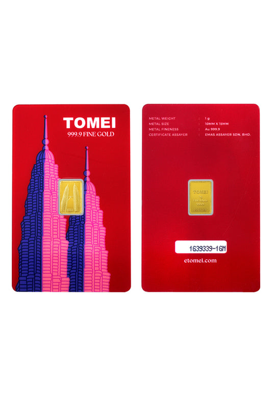 [TOMEI Exclusive] KLCC Twin Towers Gold Bar | 1 Gram | Fine Gold 9999