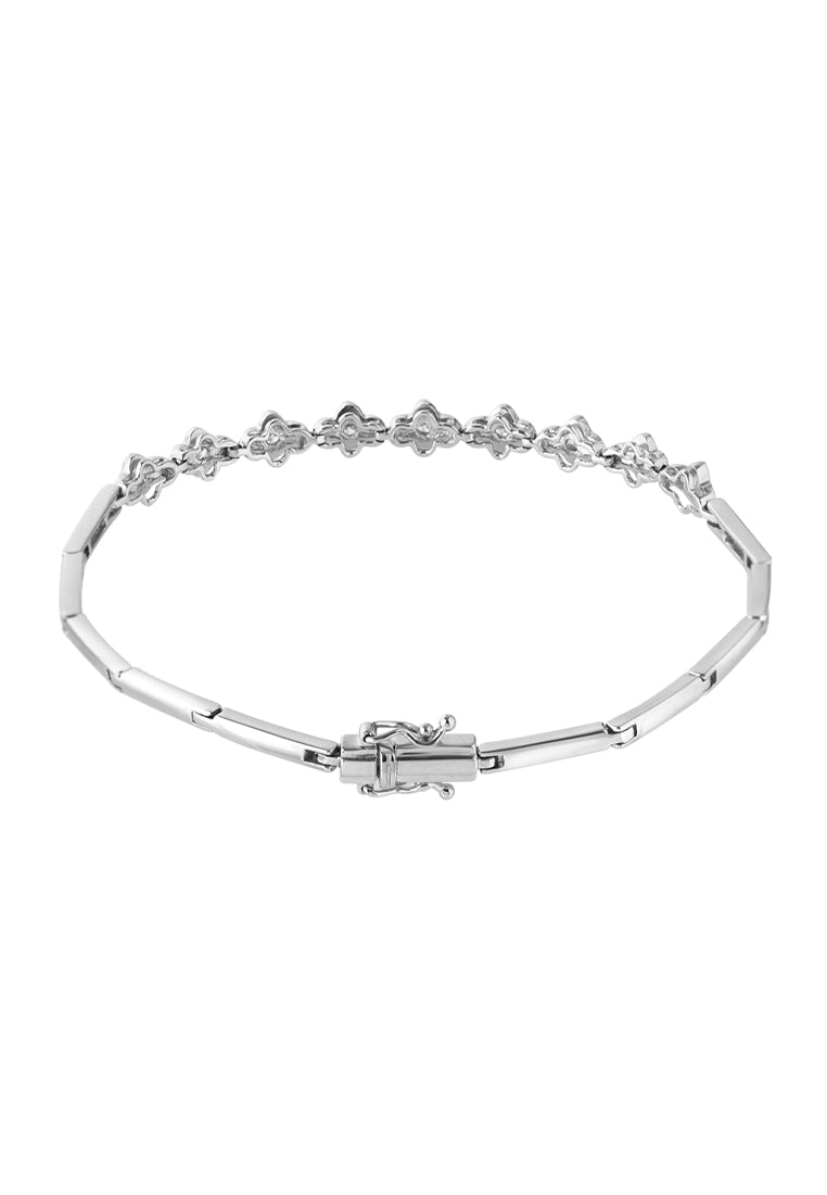 TOMEI Bracelet of Arrayal of Clover-esque Glamour, Diamond White Gold 375 (B0667)