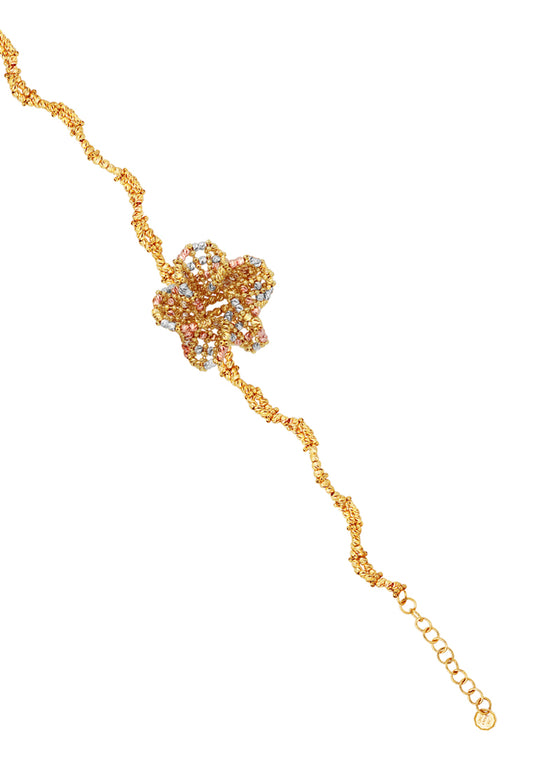 TOMEI Lusso Italia Tri-Tone Floral Bracelet, Yellow Gold 916