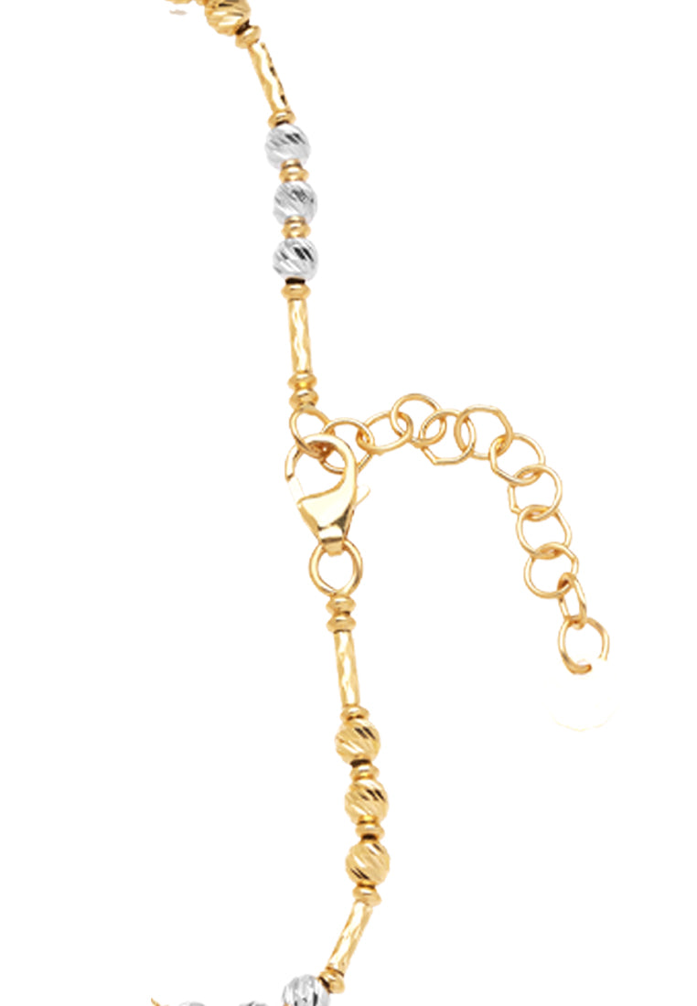 TOMEI Lusso Italia Tri-Tone Beads and Bar Bracelet, Yellow Gold 916