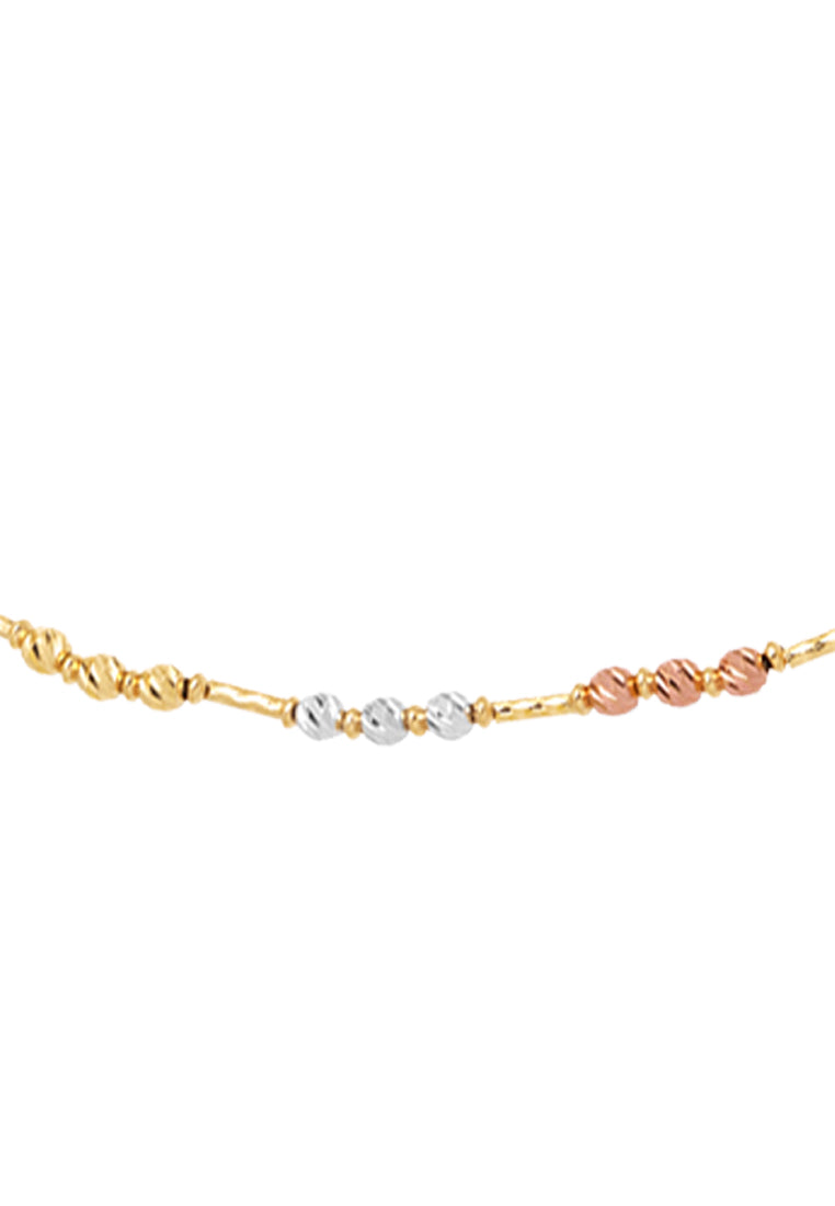 TOMEI Lusso Italia Tri-Tone Beads and Bar Bracelet, Yellow Gold 916