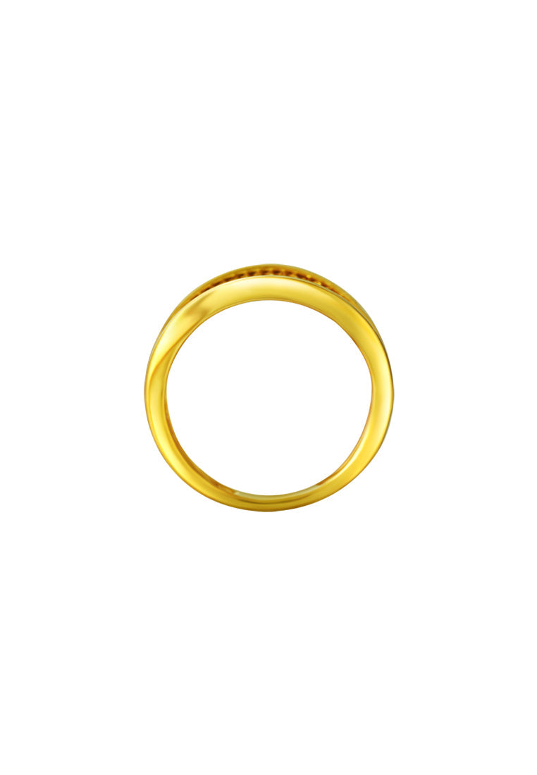 TOMEI Striated Ring, Yellow Gold 916