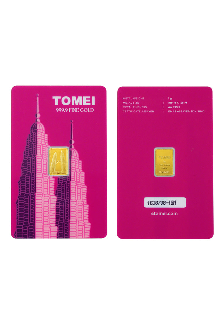 [TOMEI Exclusive] KLCC Twin Towers Gold Bar | 1 Gram | Fine Gold 9999