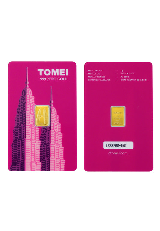 [TOMEI Exclusive] KLCC Twin Towers Gold Bar | 1 Gram | Fine Gold 9999