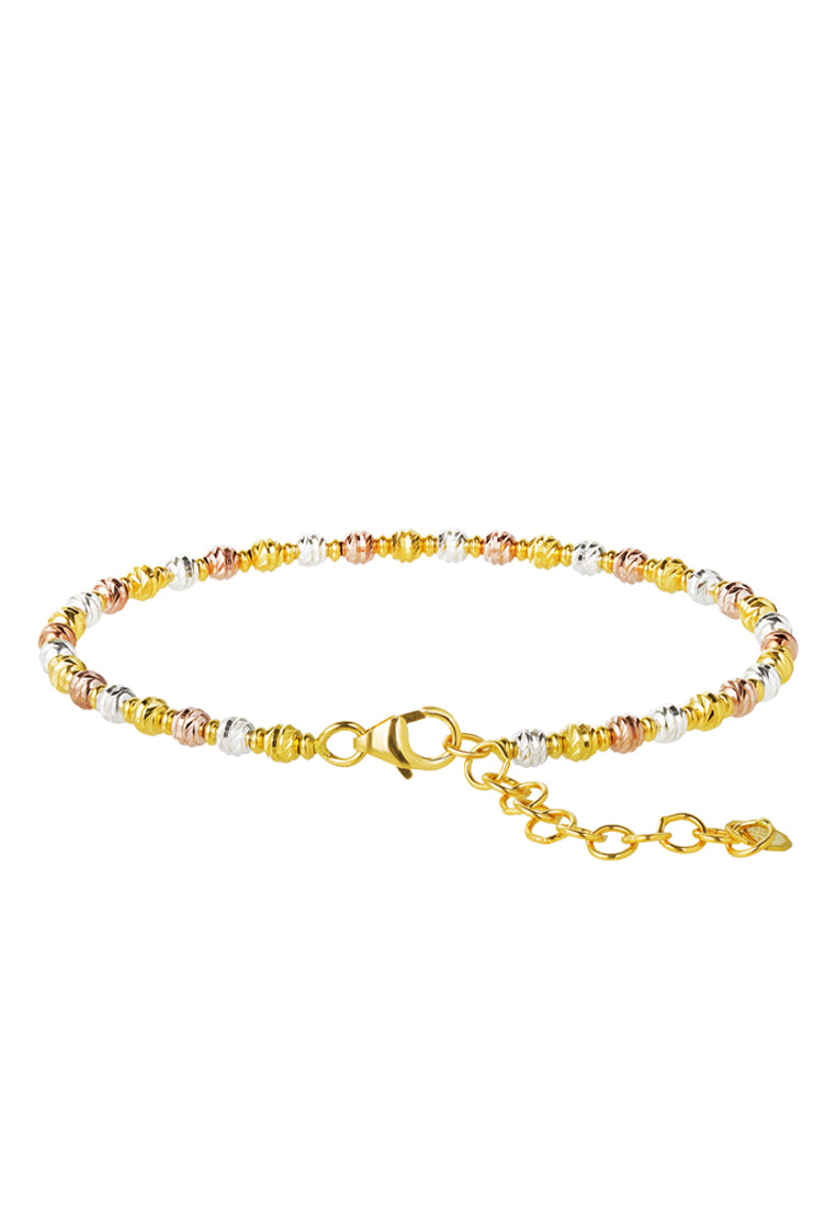 TOMEI Lusso Italia Tri-Tone Beads Bangle, Yellow Gold 916