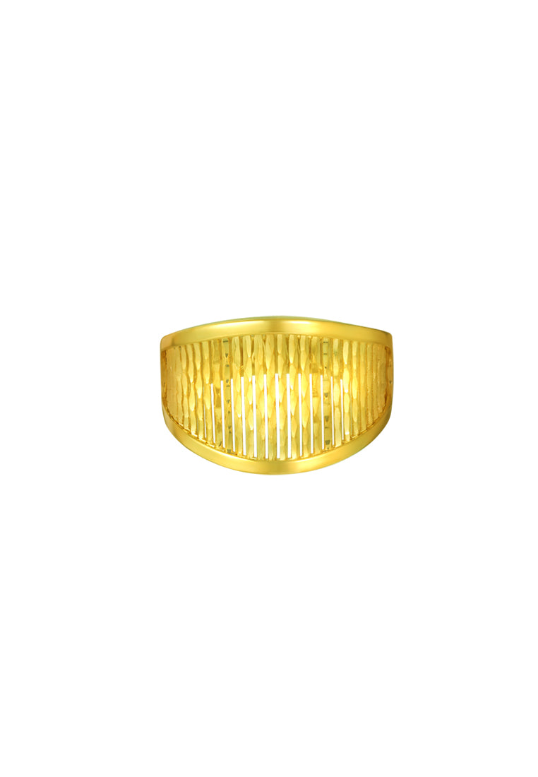 TOMEI Striated Ring, Yellow Gold 916