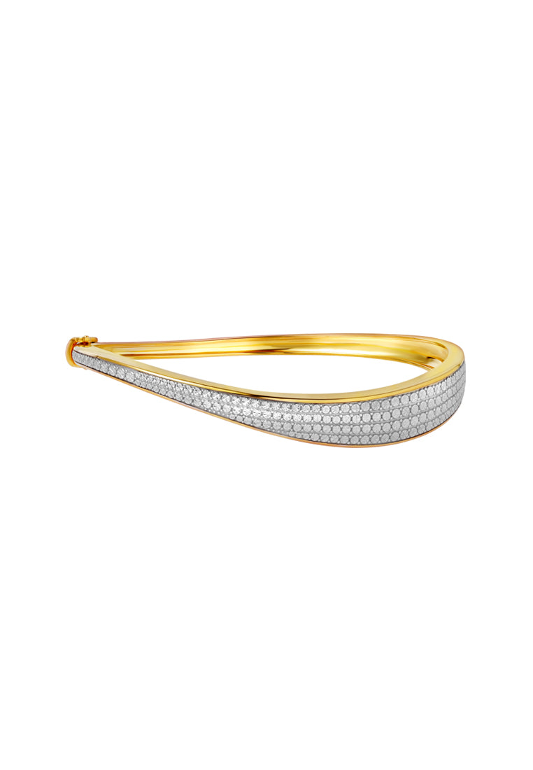 TOMEI Diamond Cut Collection Bangle, Yellow Gold 916