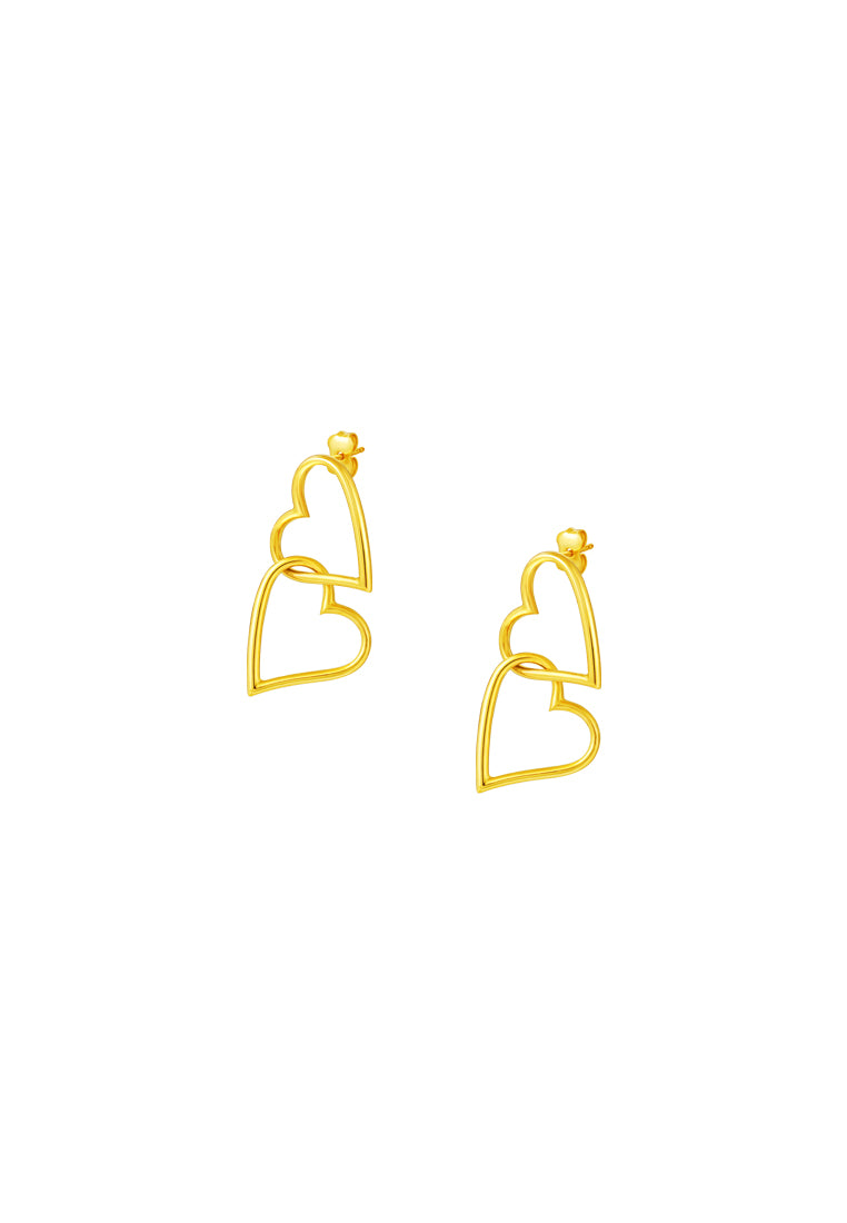 TOMEI Lusso Italia Duo-Heart Earrings, Yellow Gold 916