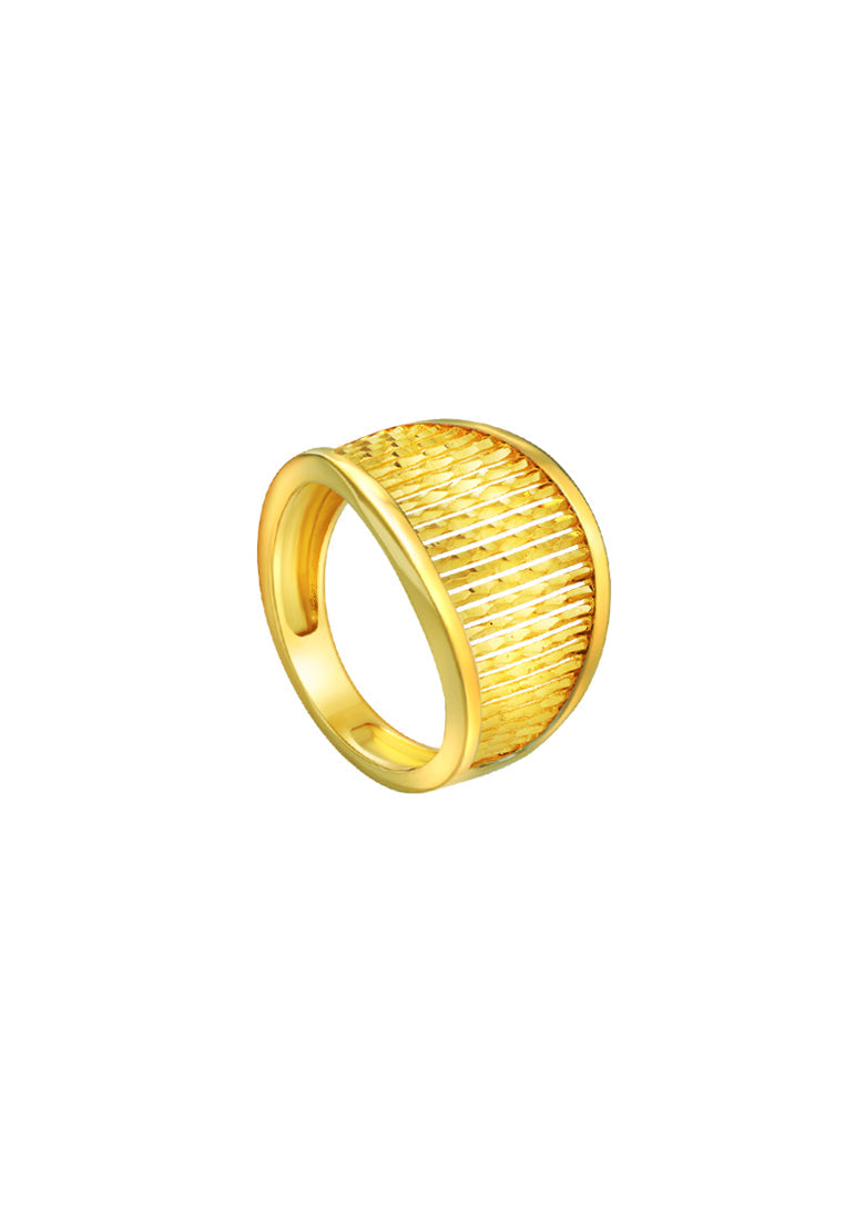 TOMEI Striated Ring, Yellow Gold 916