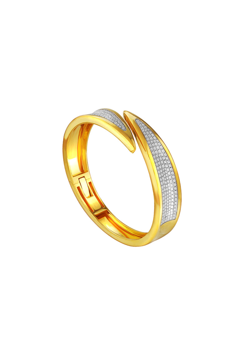 TOMEI Diamond Cut Collection Bangle, Yellow Gold 916