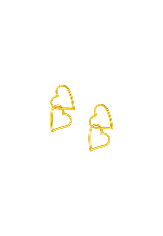 TOMEI Lusso Italia Duo-Heart Earrings, Yellow Gold 916