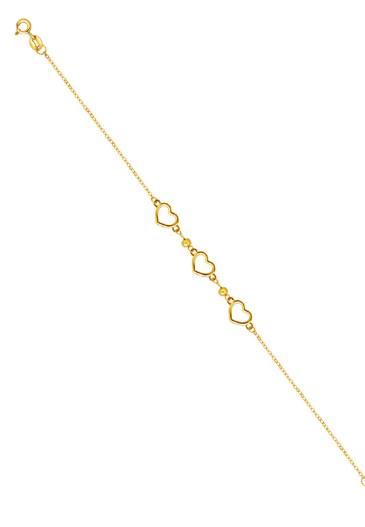 TOMEI Hearts Bracelet, Yellow Gold 916