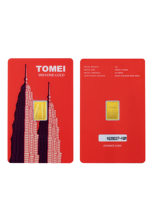 [TOMEI Exclusive] KLCC Twin Towers Gold Bar | 1 Gram | Fine Gold 9999