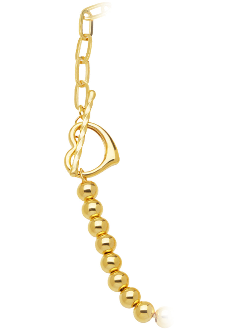 TOMEI Two-Ways Linked Heart Bracelet, Yellow Gold 916