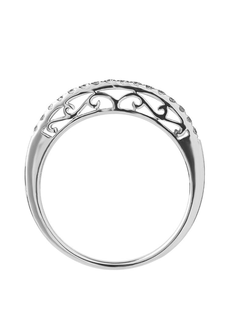 TOMEI Ornately Sophisticated with Luminous Sparks Ring, White Gold 375 (R4097)