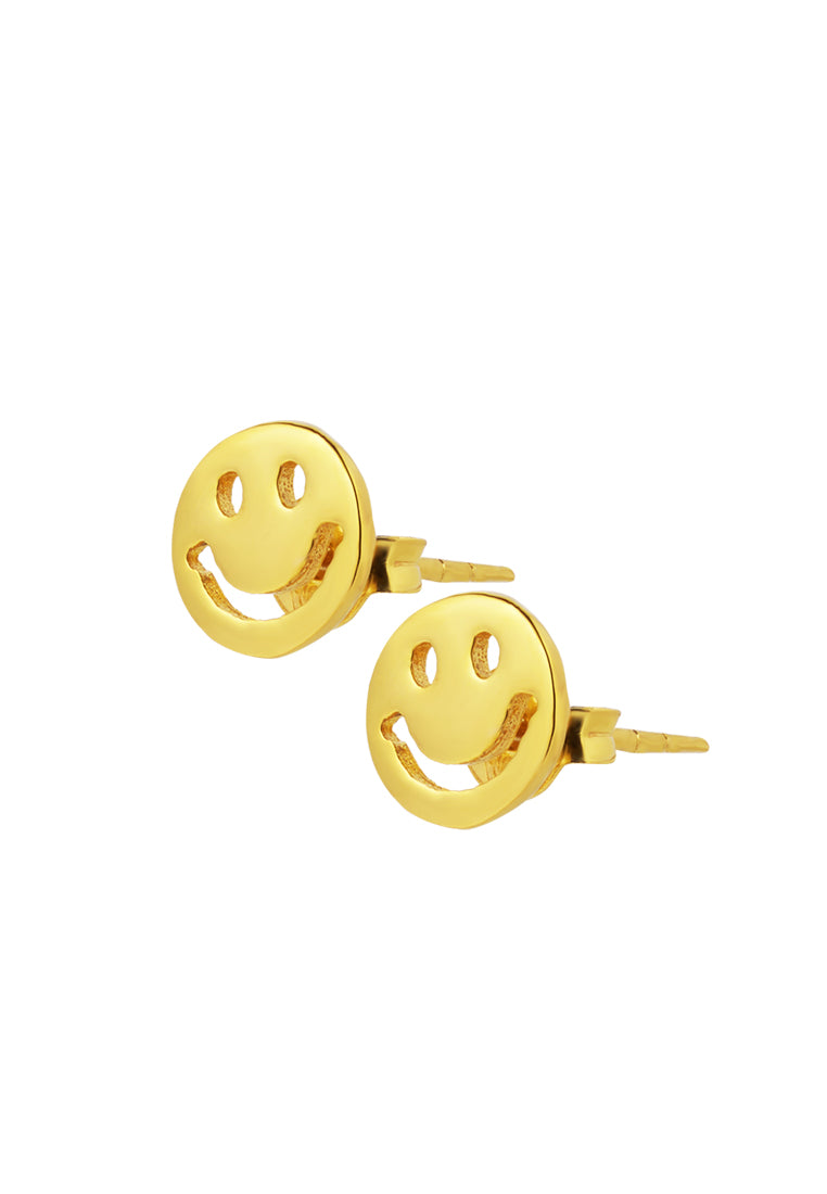 TOMEI Smiley Face Earrings, Yellow Gold 916